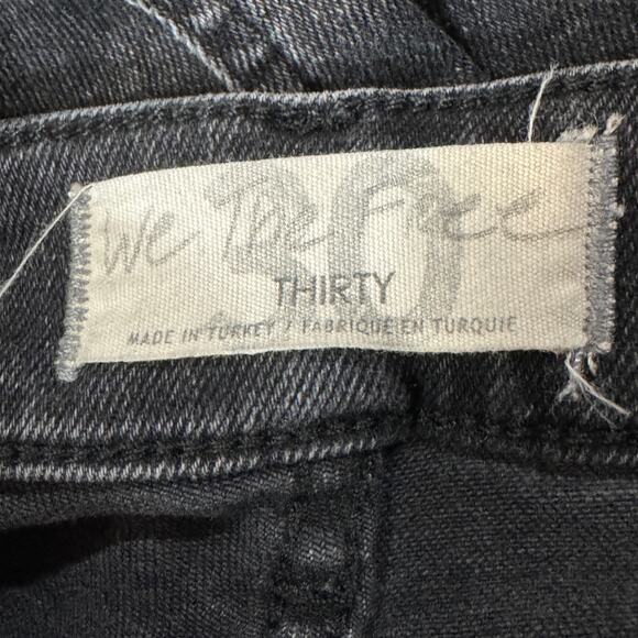 Free People SZ 30 Skinny Jeans Stretch Hi-Rise Frayed Hem We the Free Black Wash - Picture 7 of 11